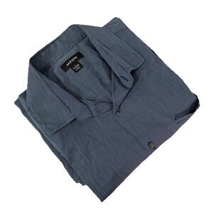 Alfani Men's Blue Striped Large Short Sleeve Button Up Casual Dress Shirt Used